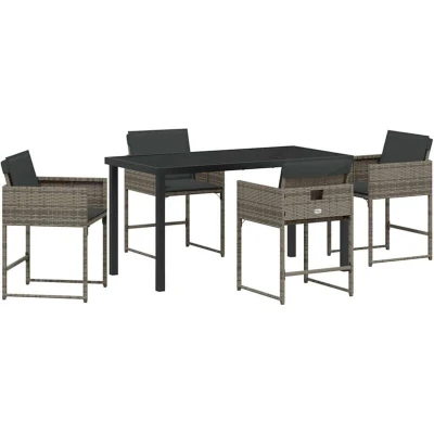 Image of vidaXL Garden Dining Set 5 pcs Grey Poly Rattan