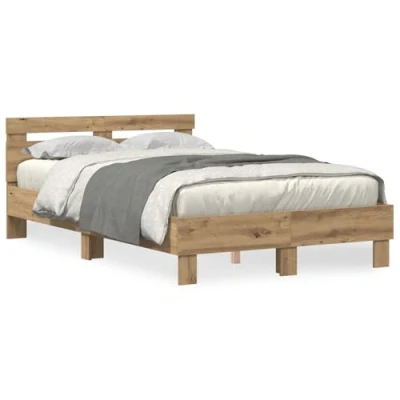 Image of vidaXL wood Bed Frame Artisan oak Solid 120 x 200 cm