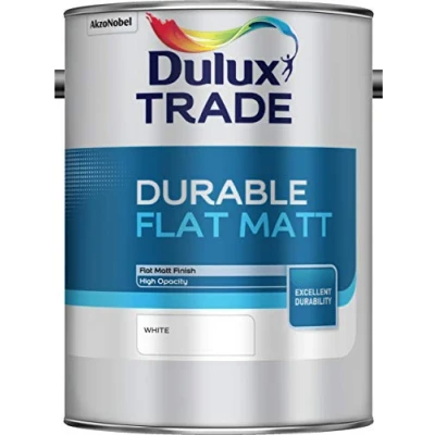 Image of Dulux Trade Durable Flat Matt White 5L
