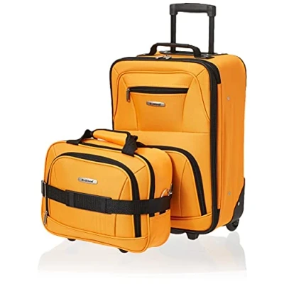 Image of Rockland Fashion Softside Upright Luggage Set, Orange, 2 Piece Set (14/19), Set,One Size