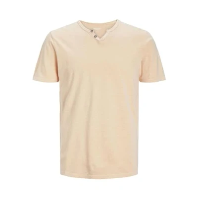 Image of Jack &amp; Jones Jjesplit NECK TEE Basic Tshirt, Men&#039;s, Size: XXL, Apricot ice