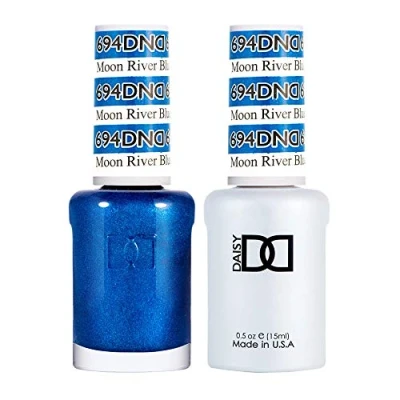 Image of DND Duo Gel &amp; Nail Polish Set Moon River Blue 694 2x15ml