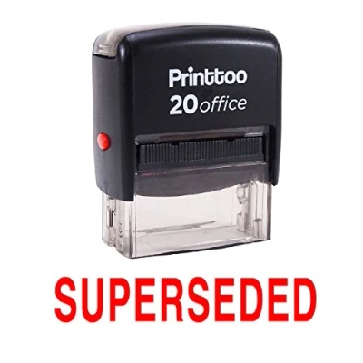 Image of Printtoo Custom Stamp SUPERSEDED Self Inking Rubber Office Stationary Red