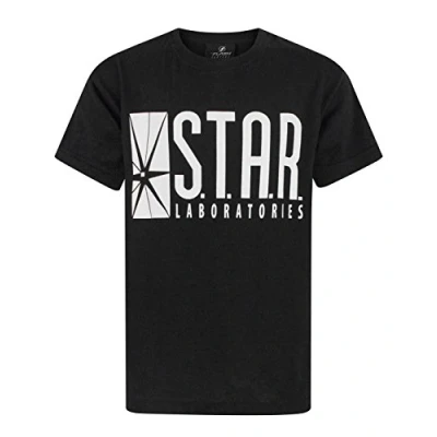 Image of DC Comics Boys The Flash Star Labs T Shirt 12 13 Years Black