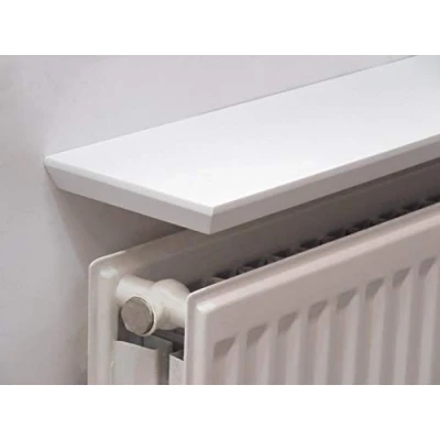 Image of White Beveled Radiator Shelf 24x6x 1inc THICK 60x15x2.5cm Energy Saver No Drilling