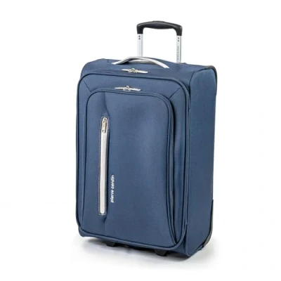 Image of Pierre Cardin Cion Soft Sided Luggage with Stress Tested Durable Wheels, Telescopic Drag Handle Suitcase Packing Straps CL610M (Small, Navy &amp; Grey)