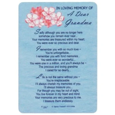Image of Xpress Yourself Loving Memory Graveside Memorial Card &amp; Holder 5.75 X 4&quot; Relations Friends Etc A Dear Grandma 35006