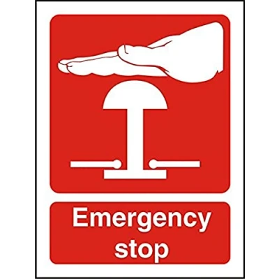 Image of Seco Emergency Stop Red Sign, 75mm x 100mm Self Adhesive Vinyl