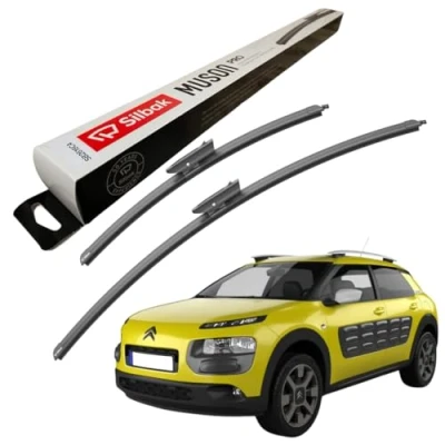 Image of Silbak Windscreen Wipers, fits for CITROEN C4 CACTUS (02/2014 ONWARDS) Front Wiper Blades, 600mm/480mm