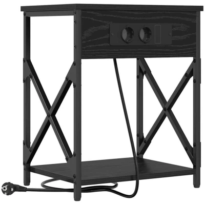 Image of Bedside Cabinet Black oak 41 x 31 51 cm Engineered wood Vidaxl