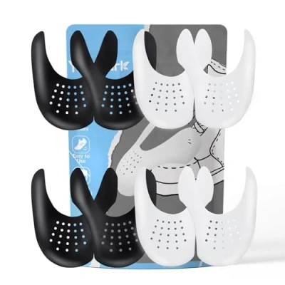 Image of YOLOPARK Shoe Creases Protector, 4 Pairs Anti Guard to Prevent Sneaker for Men&#039;s 7.5 13 Women&#039;s 5 9, Black White, US Size