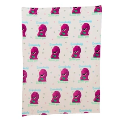 Image of Franco Collectibles Barney Retro Bedding Super Soft Cozy Plush Throw, 46 in x 60 in, (Officially Licensed Product)