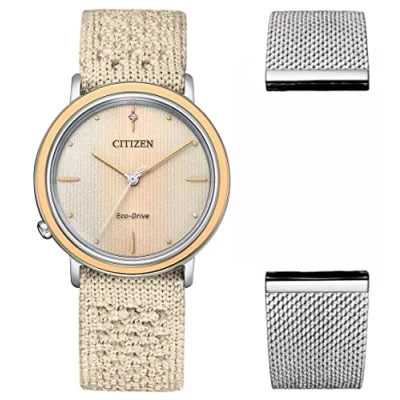 Image of Citizen Women&#039;s Analogue Japanese Quartz Watch with Fabric Strap EM1006 40A