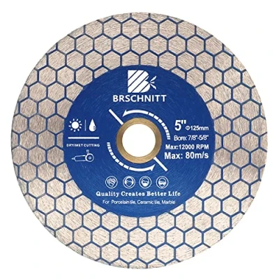 Image of Diamond Granite Cutting Wheel BRSCHNITT 125mm Blade for dry and wet Grinding Porcelain,Tile,Ceramic Tile Stone,Marble,Quartz,Granite