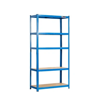 Image of Rhino Racking 4 Bays 5 Tier Heavy Duty Industrial Storage Shelves Blue 180x90x40cm