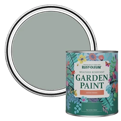 Image of Rust Oleum Grey Mould Resistant Garden Paint In Satin Finish Pitch 750ml