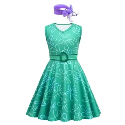 Image of Lito Angels Disgust Fancy Dress Up Costume Clothes Summer Outfit Set with Scarf and Belt for Kids Girls Size 3 4 Years