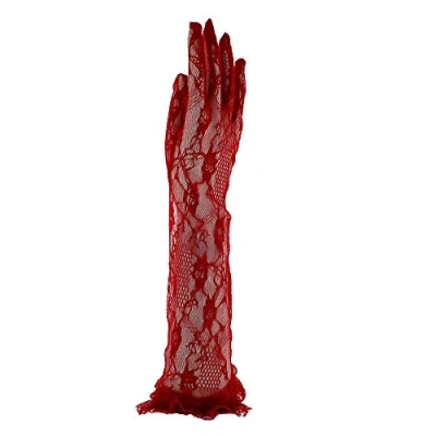 Image of Zac&#039;s Alter Ego 80s Style Long Lace Patterned Gloves Fancy Dress or Formal