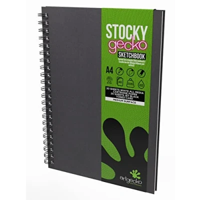 Image of Artgecko Stocky Sketch Book A4 Portrait 40 Pages (20 Sheets) Black + White