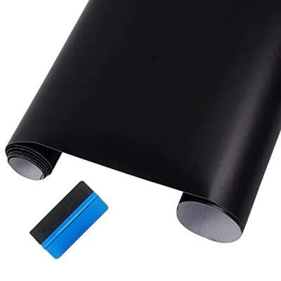 Image of NewL Matte Black Vinyl Wrap Self Adhesive Air Release Bubble Outdoor Rated for Automotive Use (60cm x 152cm)