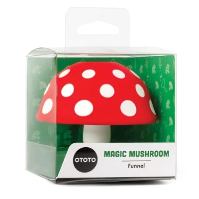 Image of OTOTO Mushroom Foldable Small Kitchen Funnel with Wide Mouth for Jars. Bottle Liquid Transfer Silicone, 100% Food Safe, BPA Free, Dishwasher Safe