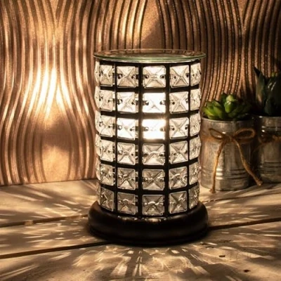Image of Wax Melt Warmer Black Crystal Touch Lamp Desire Aroma Diamond LED Style