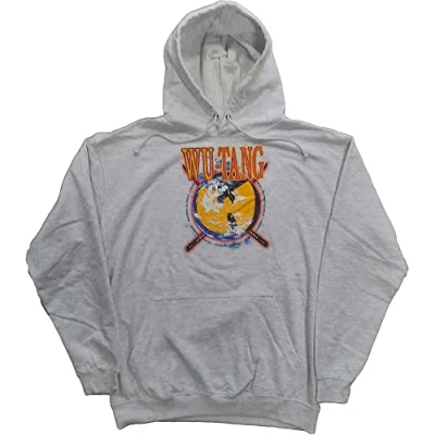 Image of Wu Tang Clan Hoodie Protect Ya Neck Band Logo Official Mens Grey Pullover L