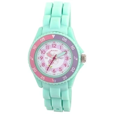 Image of Tikkers Children&#039;s Girls Aqua Green Flowers Theme Silicone Time Teaching Watch NTK0004