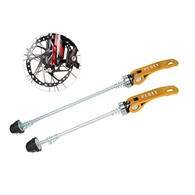 Image of PLATT Bike Wheel Hub Skewers MTB Quick Release Front and Rear Axle Fit for Road Bike,Mountain Bike,BMX (Gold,1Pair)