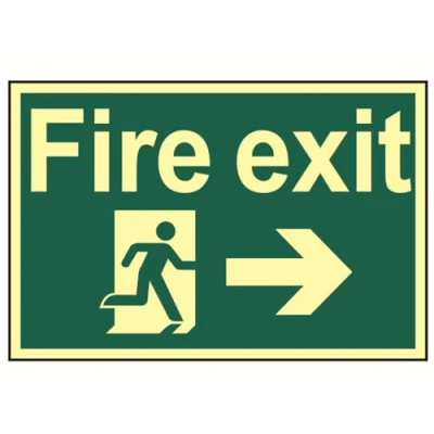 Image of Spectrum Industrial Fire Exit Running Man Arrow Right PHO (300 x 200mm)