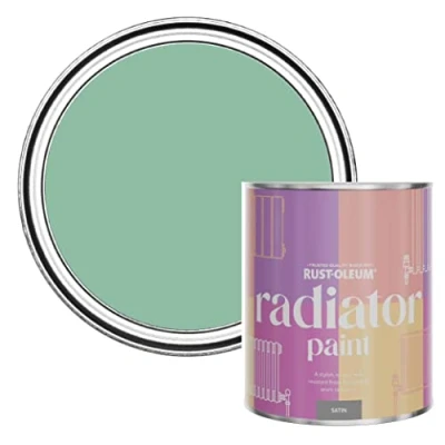 Image of Rust Oleum Green Heat Resistant Radiator Paint in Satin Finish Wanderlust 750ml