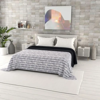 Image of Italian Bed Linen Summer quilt FANTASY, Microfiber, Double 260x270cm, Jeans Stripes