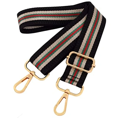 Image of ROYGBCP Replacement Purse Strap Crossbody Straps for Purses Guitar Style Handbags Straps, Stripe Gold hardware