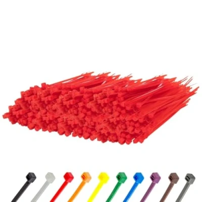 Image of Gocableties Small Red Cable Ties, 100mm x 2.5mm, Bulk Pack of 1000, 4 Premium Nylon Zip Plastic Tie Wraps, Secure Self Locking Mechanism, for Home, Garden, Office and DIY