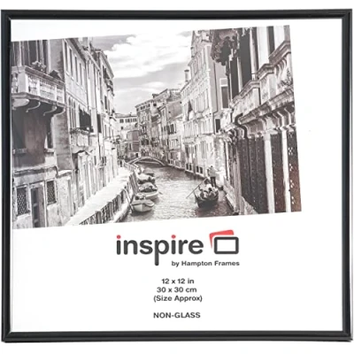 Image of Hampton Frames BACKLOADER 12x12 (30x30cm) Black Picture Poster Photo Certificate Display Frame 1 PACK Acrylic (Non Glass) Front BLR1212BKPX 1PK