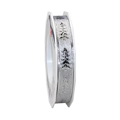 Image of Präsent Calgary Printed Ribbon Silver 20 m Roll 15 mm width