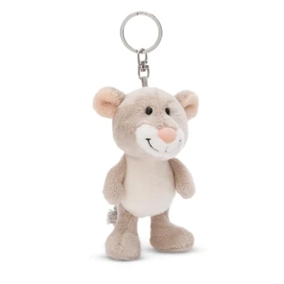 Image of NICI 49868 Keyholder Mouse 10cm Grey Sustainable Companion Cuddly Animal Pendant with Metal Ring to Hang on Keys, Cord, Bag, and More, Solid