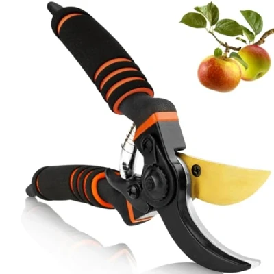 Image of Professional Titanium Garden Secateurs, Gardening Pruning Shears, Scissors, Bypass Pruners Gift for Branches, Hedges and Flowers