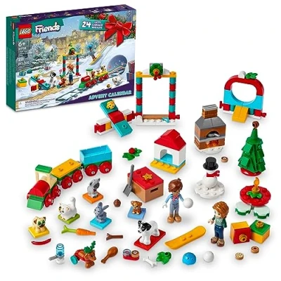 Image of LEGO Friends 2023 Advent Calendar 41758 Christmas Holiday Countdown Playset, 24 Collectible Daily Surprises Including 2 Mini Dolls and 8 Pet Figures