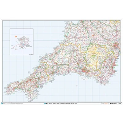 Image of Postcode Sector Map (S1) South West England Wall Plastic Coated