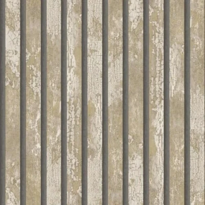 Image of Carbon Oxidize Natural Wallpaper Wood Panel Metallic Effect Rustic Worn Realistic Textured Modern Feature Wall