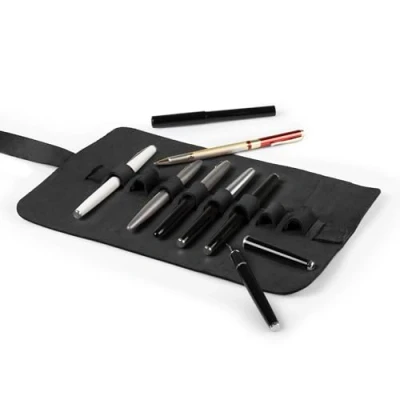 Image of Londo Genuine Leather Pen and Pencil Roll Case (Black)