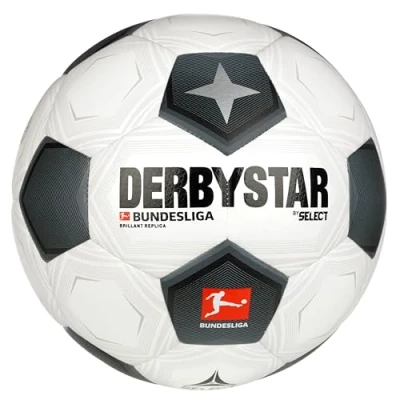 Image of Derbystar Unisex Adult Bundesliga Brilliant Replica Classic v23 Football, White, 5