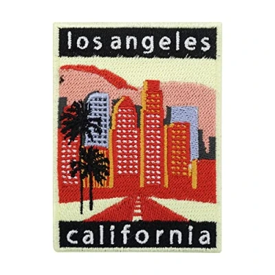 Image of Finally Home LA Patches, California Iron On Patch, Beige/Red, Rectangular, 1 Patch