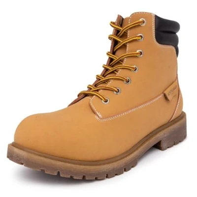 Image of Nautica Mens Casual Lace Up Ankle Boots High Water &amp; Slip Resistant Outdoor Lightweight Utility Leather Shoes for Work, Winter, Walking, Construction pattox, Honey 8 UK