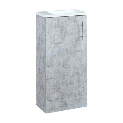 Image of Milano Lurus Concrete Grey 400mm Compact Bathroom Cloakroom Vanity Unit with Slimline Basin