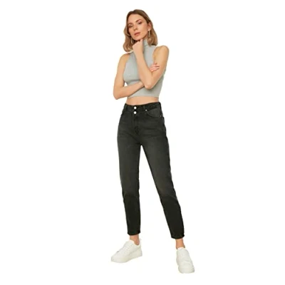Image of Trendyol Women High Waist Skinny fit Mom Jeans Schwarz