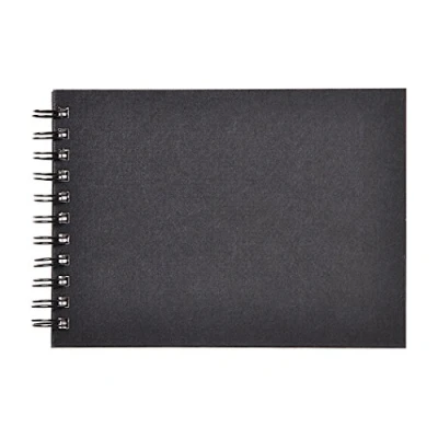 Image of Clairefontaine Ref 134257C Goldline Wirebound Pad (64 Ivory Sheets) A5 Size, 140gsm Paper, Landscape Layout Black Cover Suitable for Dry Techniques