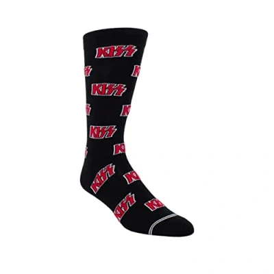 Image of PERRI&#039;S Socks, KISS® Crew Officially Licensed Rock Band Cushioned Novelty Socks for Men and Women, Black, One Size KSA303 001 O