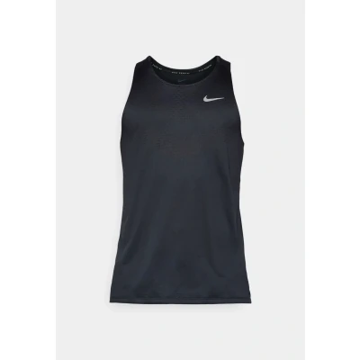Image of Nike Performance Stride TANK Top, Men&#039;s, Size: Large, Black/reflective silver